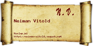 Neiman Vitold névjegykártya